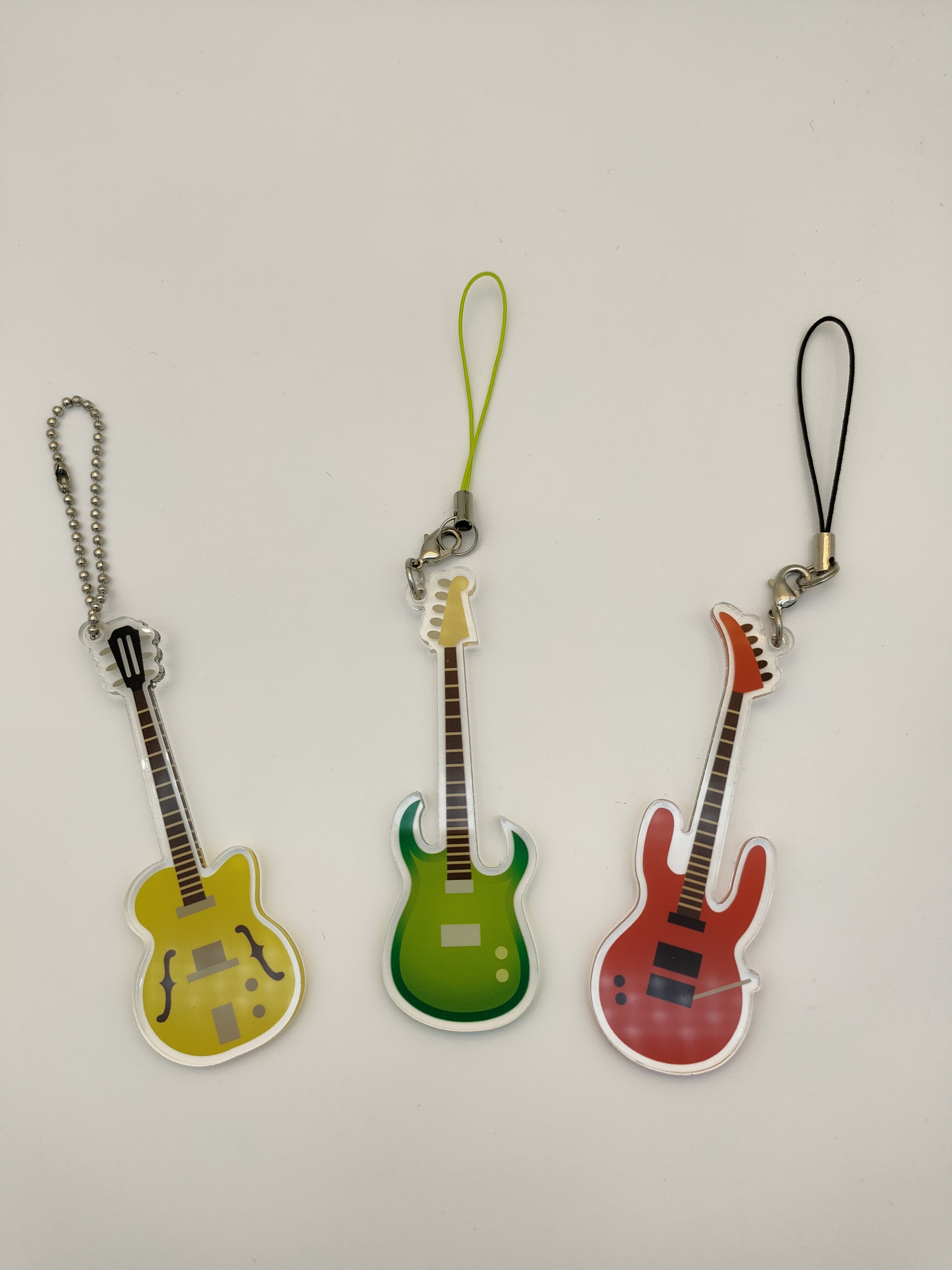 Engraved Glitter Acrylic Keychain , 5mm Personalized Guitar Keychain