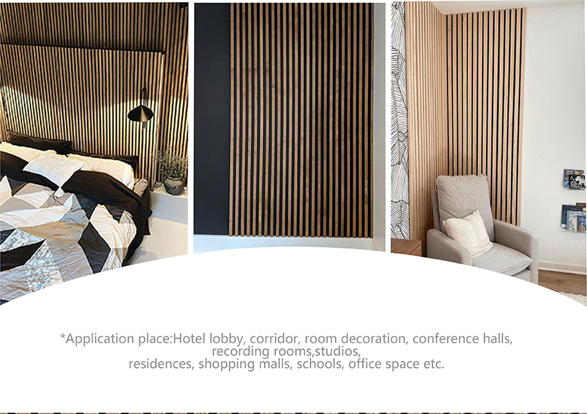 Wood Slat Acoustic Panels for Wall and Ceiling - 3D Fluted Sound Absorbing Panel with Wood Finish