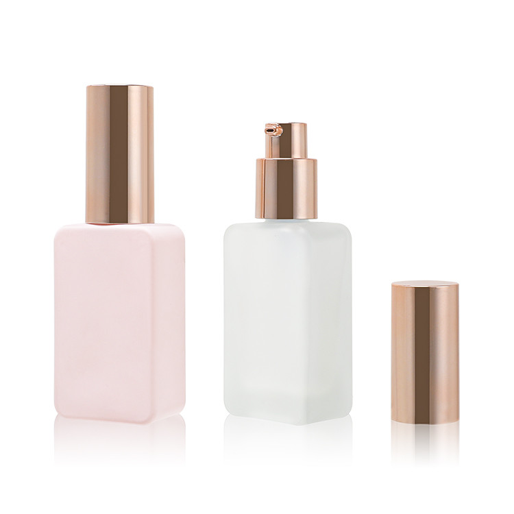 35ml Liquid Foundation Bottles Gold Square Skin Care Cosmetic Packaging