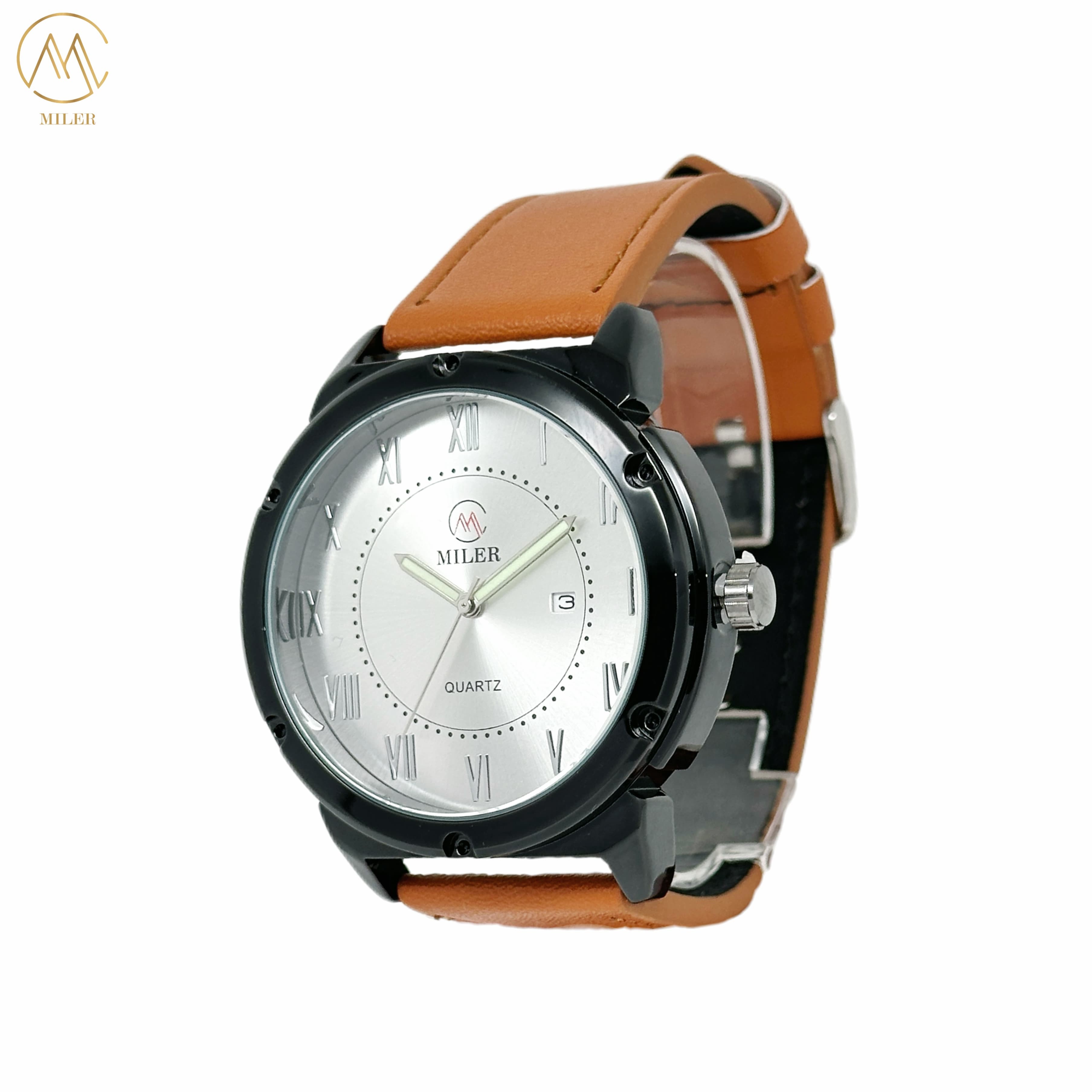Sport Quartz Watch Leather Strap Clock Men Waterproof Wristwatch