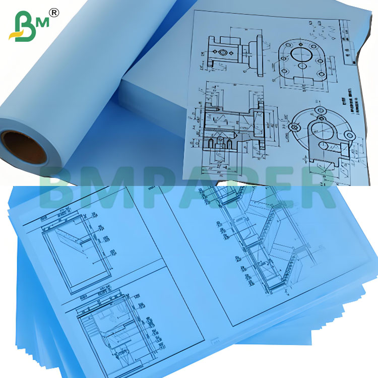 80 GSM CAD Double Size Blue Bond Paper Roll for Engineering Drawing
