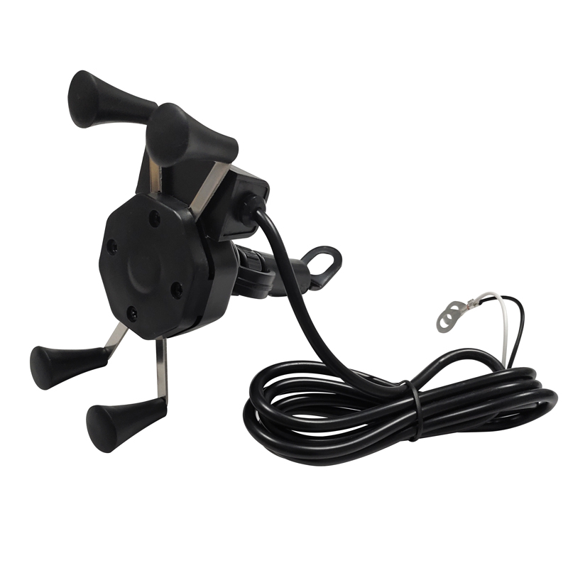 Multi Function Motorcycle Mobile Phone Mount , 5v 2.5A 360D Iphone Holder For Motorcycle