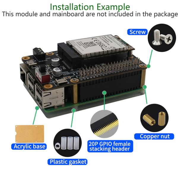 2x20-Pin(40Pin) Extra Tall Female Stacking Header For Raspberry Pi A+ Pi Model B+ Pi 2 ,3 4B With Acrylic Base