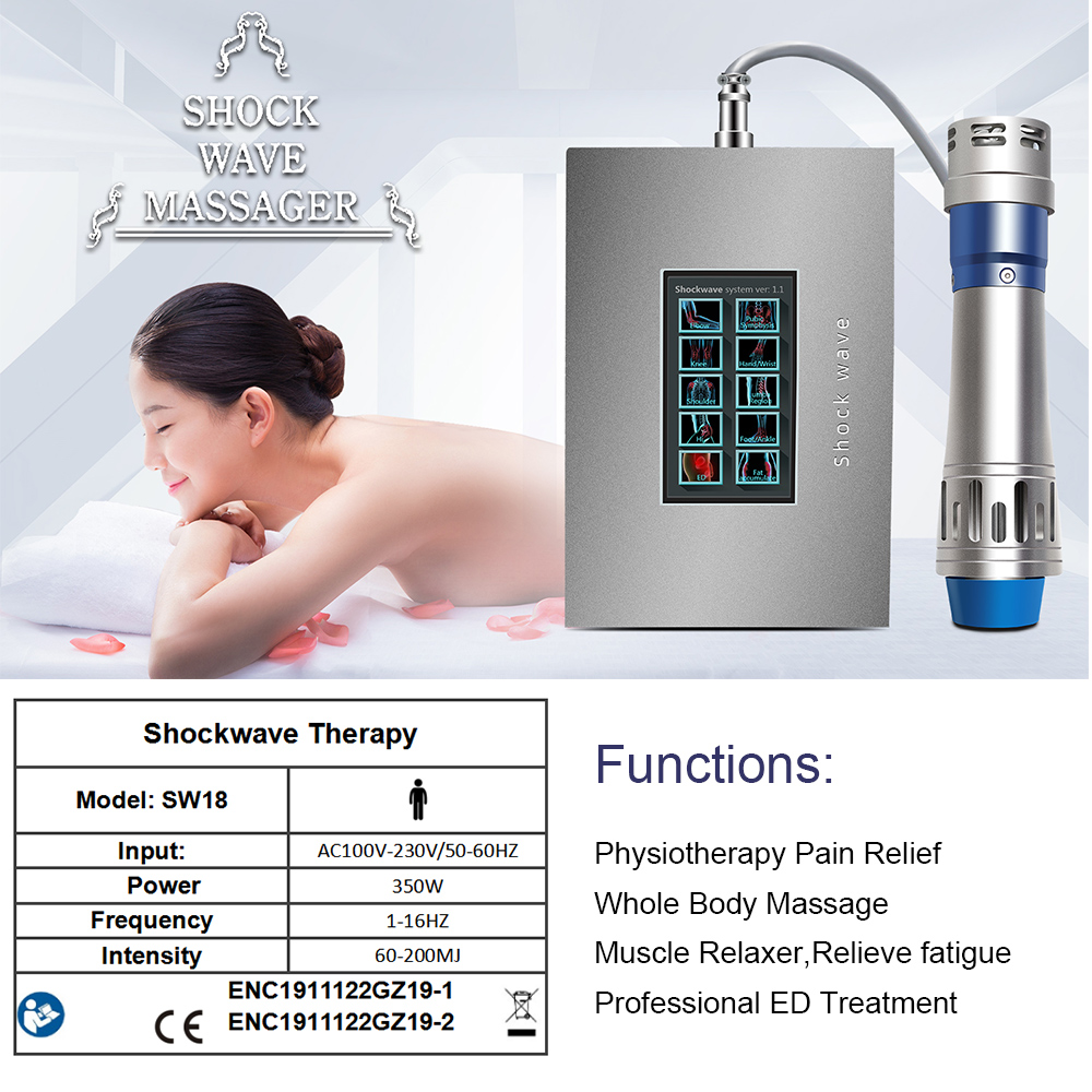 Noninvasive Mini Shockwave Therapy Devices For ED Therapy Machine 350W shockwave therapy for back pain