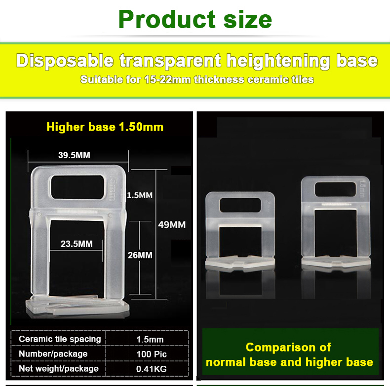 Tile Leveling System Clips / Tile Leveling Heightening Base for 15-22mm Thickness Ceramic