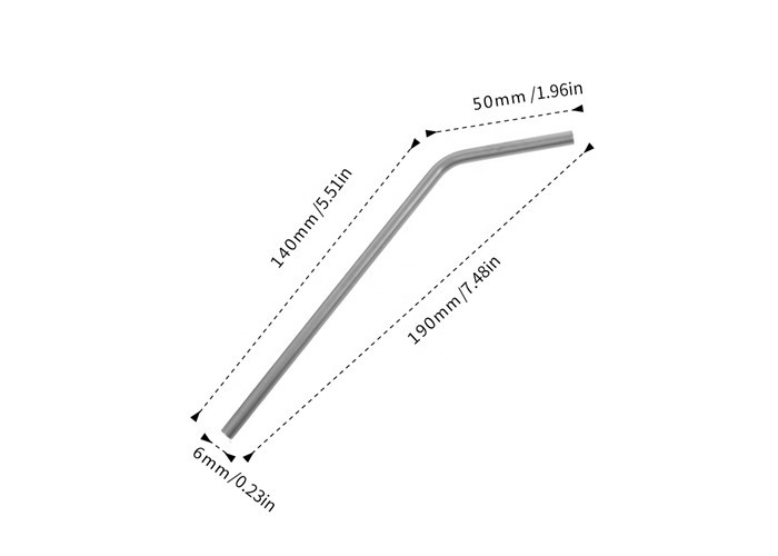 Bent Long Shape Titanium Drinking Straws Durable With Cleaning Brush Lightweight