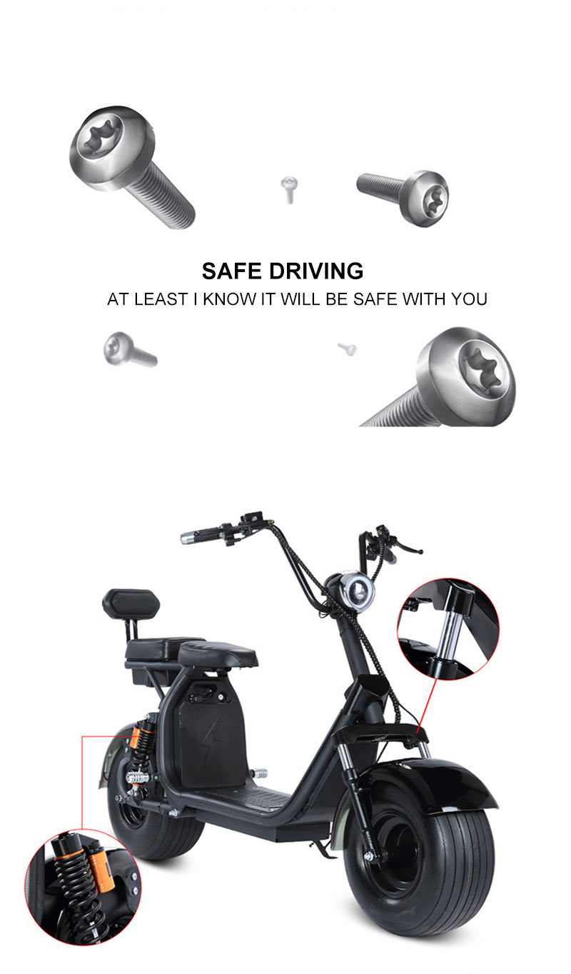 1500w Electric Citycoco Lithium Battery Electric Scooter Vin Number Fat Two Wheels