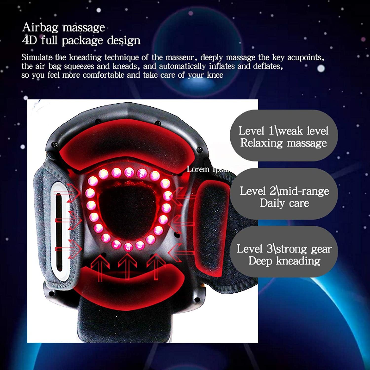 Hot Compress 4D Knee Joint Massager Air Compression Painess Relief 3000mAh