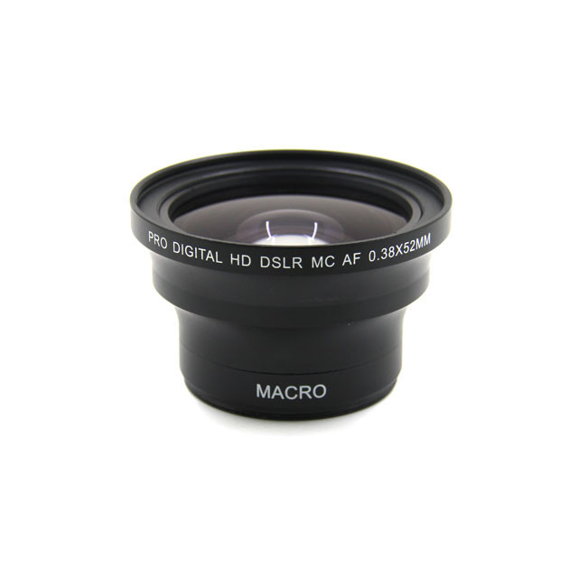 Black High Definition Camera Lenses Additional lens Magnification 0.38X 52mm