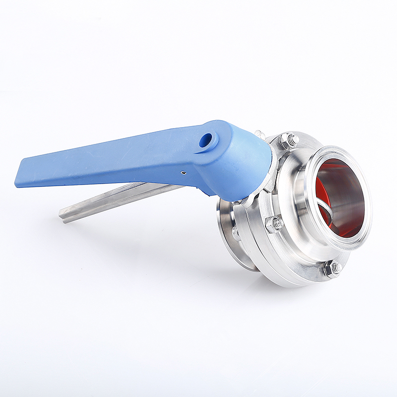 Sanitary Stainless Steel Blue Trigger Handle Clamp Butterfly Valve with ODM Support