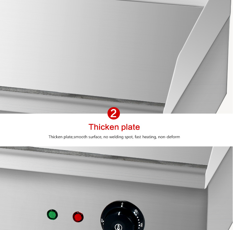 Electric Countertop Flat Griddle Plate Silver White 35kg Double Temperature Control Panel