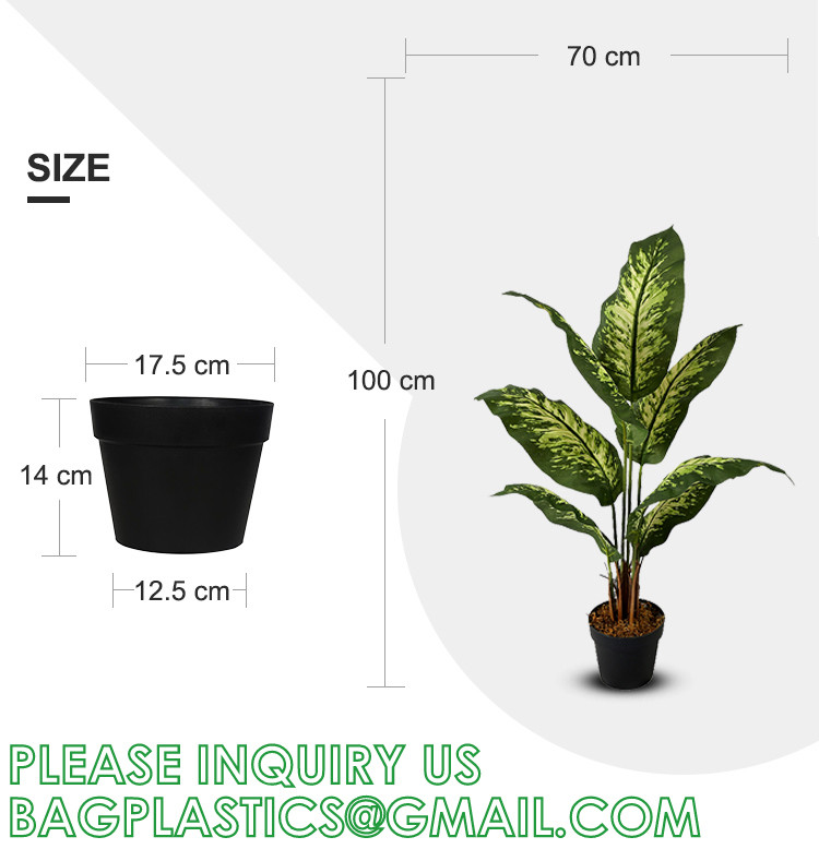 Artificial Green Dieffenbachia Plant 2 Pack - Faux Indoor Plant Spray - EverGreen Greenery For Home Or Office Decor