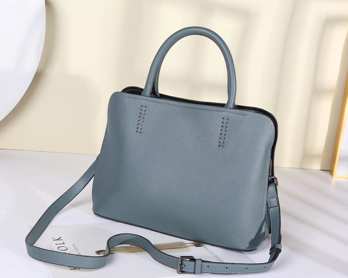 First Layer Cowhide Leather Tote Handbags With Shoulder Strap