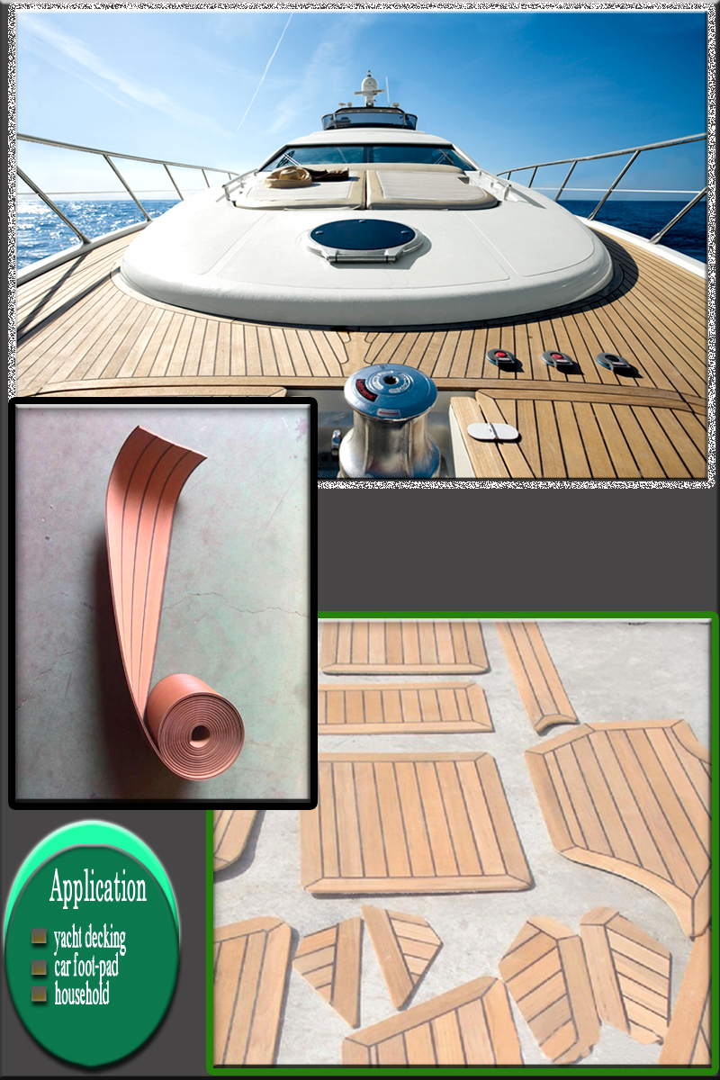 Fireproof Soft PVC Boat Deck Floor/Plastic Soft Decking with 50mm Width