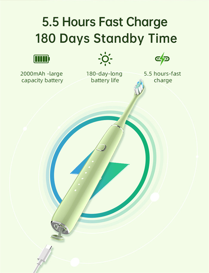 Powerful Ultrasonic Whitening Toothbrush Soft Bristle Washable For Adult