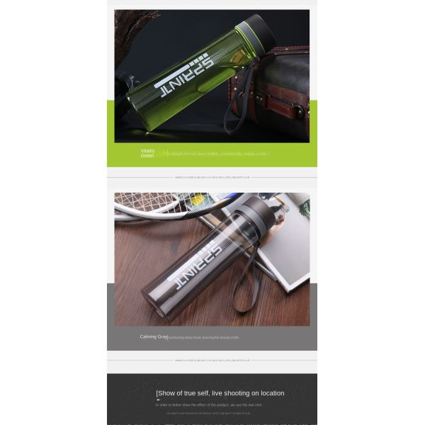 Customized Logo Lightweight Plastic Travel Water Bottle Outdoor Sports Water Bottle 500ml/650ml/750ml/1000ml/1200ml With Rope Multifunctional