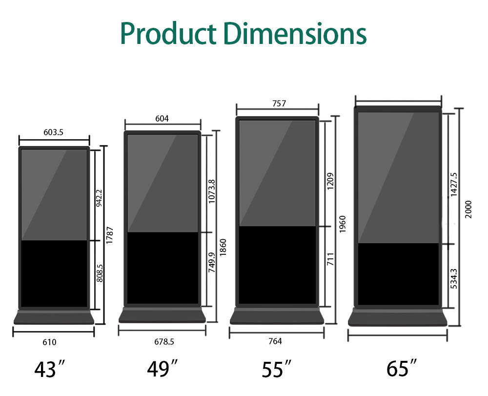 VETO Android Floor Standing Screen 4K Interactive Touch Screen Digital Signage and Displays
