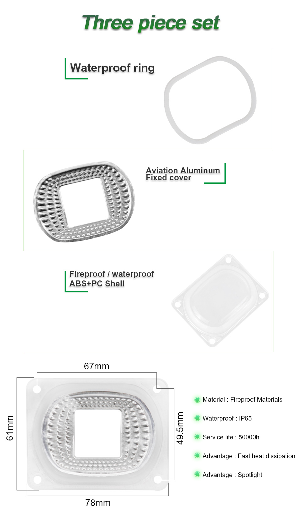 DIY COB Dimming Cob LED Chip Lens Reflector For 20W 30W 50W Spotlight