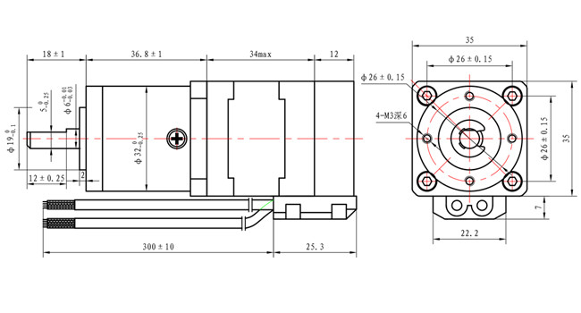 NEMA 14 Gear Box Stepping Motor With Encoder 0.18N.M 1.0A For PLC