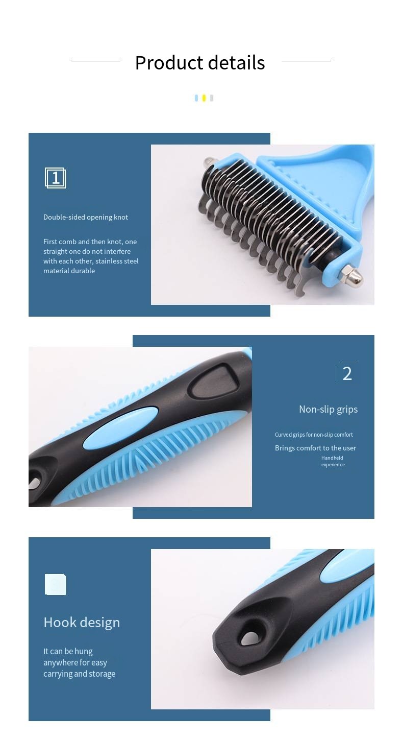 Pet Double-sided Stainless Steel Knot Brush For Dogs And Cats Skin-friendly Hair Remover Comb