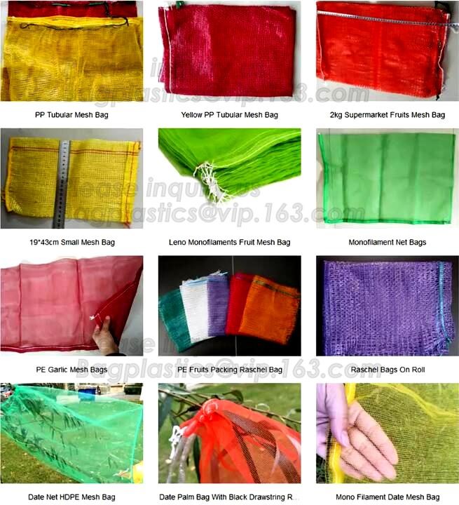 PE Knitted mesh bag and Raschel mesh bag,Factory Price Supply Plastic Pe Raschel Monifilament Date Mesh Net Bags, bageas