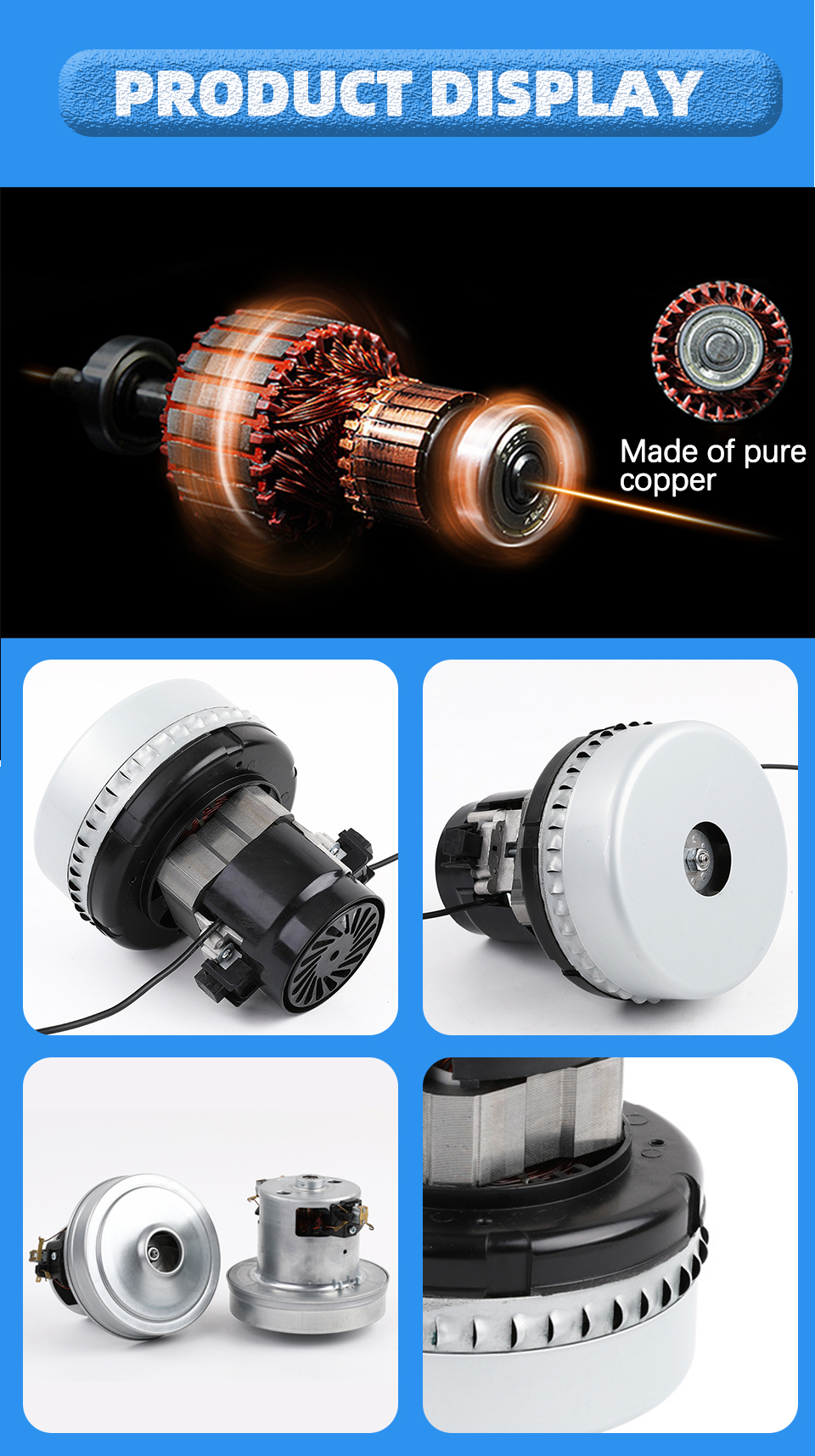 Waterproof Vacuum Cleaner Motor Customized 24V For Floor Scrubber
