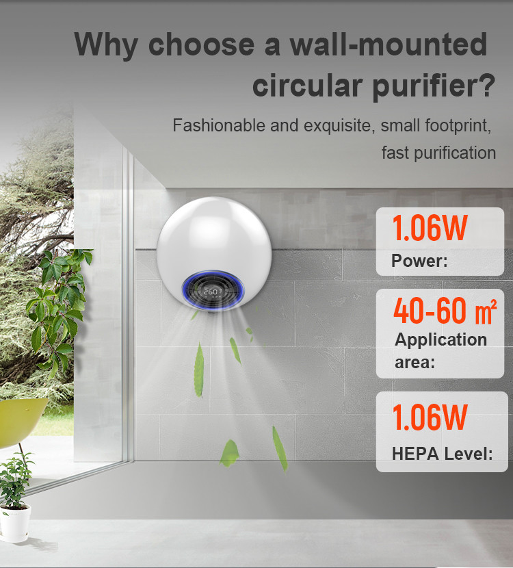 H13 UV Home Wall Mounted 80W Hepa Air Purifier With WiFi Sensors