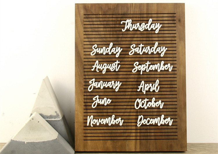 Non Black Felt Menu Letter Board Solid Oak Wooden Message Board with Stand