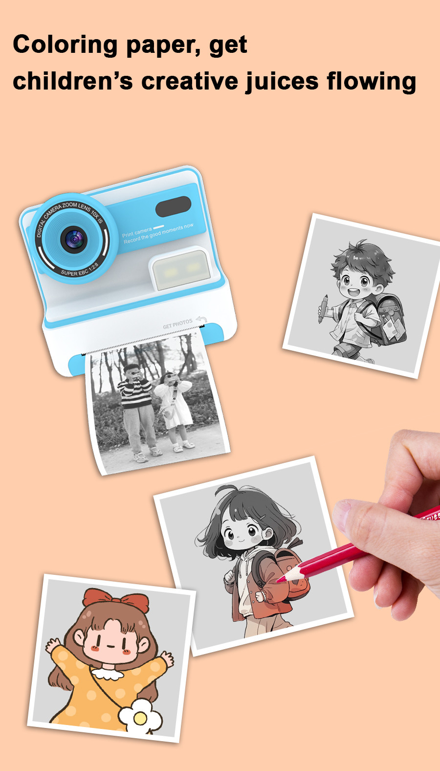 2025 Latest 1080p 2.4" Kids Digital Camera for Kids Instant Printing Kids Cmaras Digitales for Children