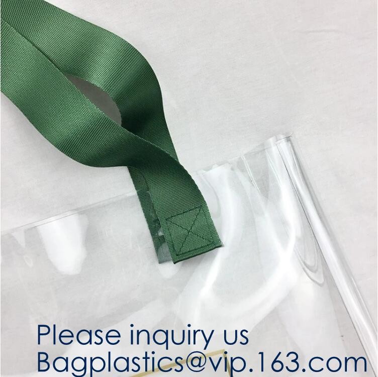 Waterproof All Over Printing PVC Coating Tote Shoulder Fabric Shopping Bag With Gusset And Lining,Jelly Clear Plastic PV