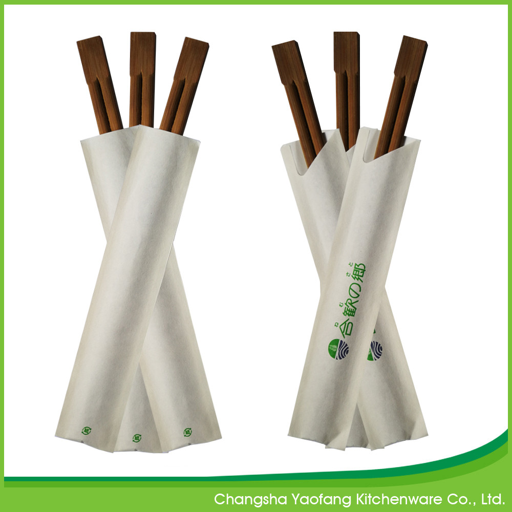 Double Chinese Bamboo Chopsticks 24cm Disposable Carbonized Open Paper Packing
