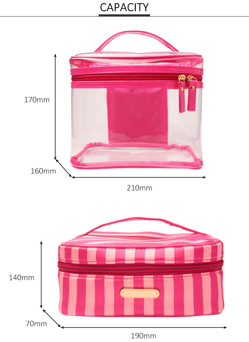 Travel Zipper Clear 4 Sets Handle PVC Cosmetic Bag