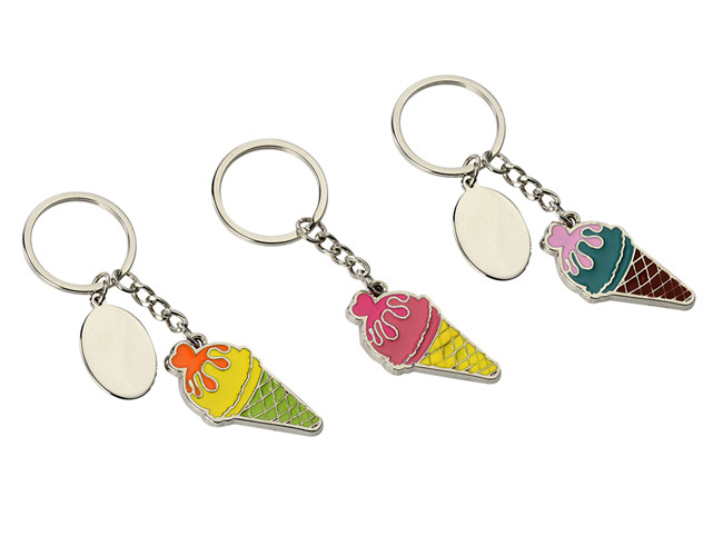 Pantone Cute Metal Keychain Enamel 3mm Thick Car Ice Cream Keychain Zinc Alloy
