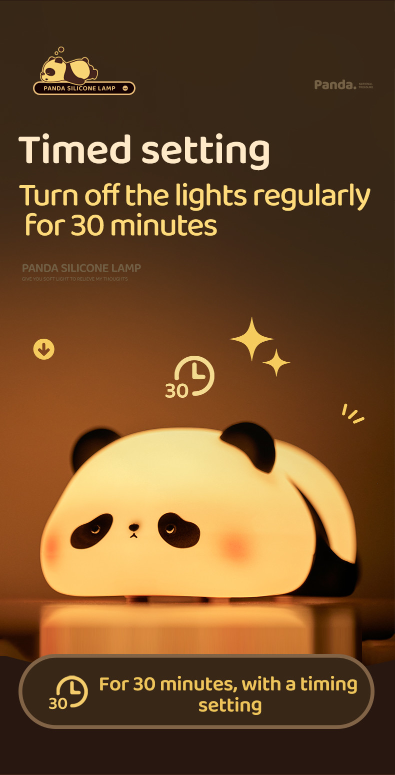 Factory customization silicone night light panda Usb Rechargeable Table Led Lamp Night Light Silicone Night Lights For Kids Room