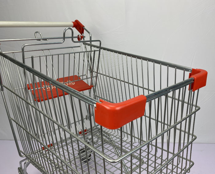 Regular Russian Style Supermarket Grocery Shopping Cart 125L With PU Wheels