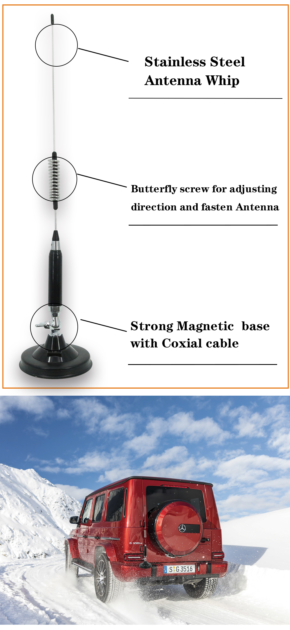 Outdoor 2-3dBi 27mhz Cb Antenna Magnetic Base Cb Antenna