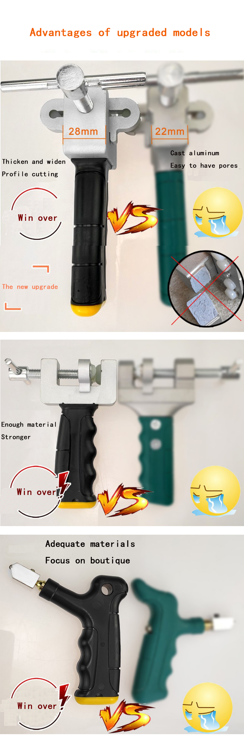 Ceramic tile divider hand-held glass knife