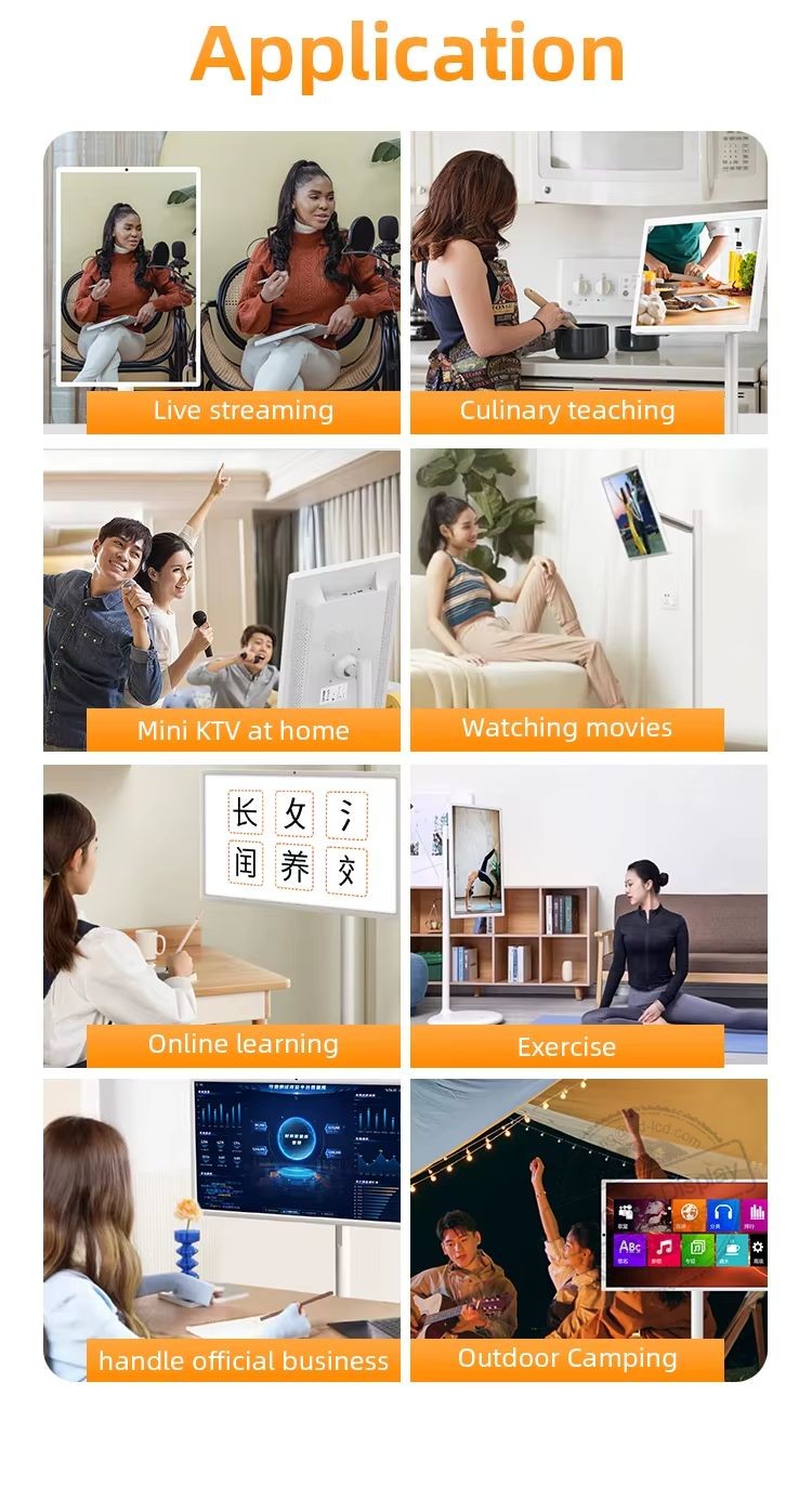 Kitchen Wireless Wifi Rollable Touch Screen Smart Stand TV Android Follow By Me LED TV 32 Inch