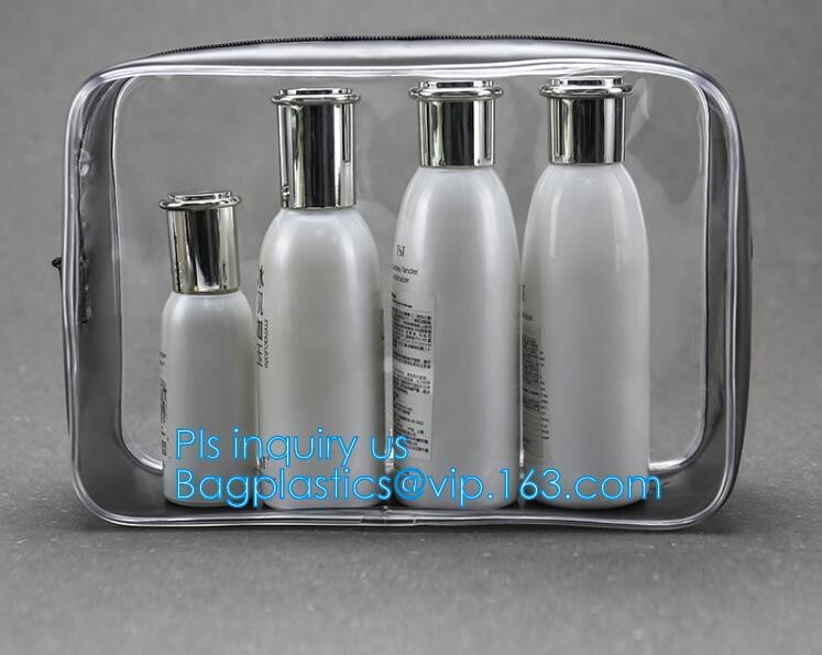 Bulk ladies travel pvc clear promotion make up bag, Toilet Towel Packaging Custom Clear Plastic PVC Travel Cosmetic Bag