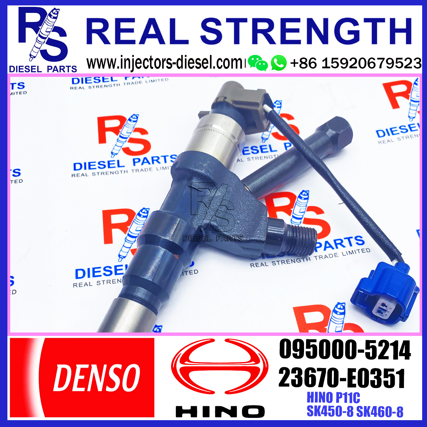 Excavator Spare Part 23670-E0351 Fuel Injector 095000-5215 SK460-8 P11C KOBELCO 095000-5213 095000-5214