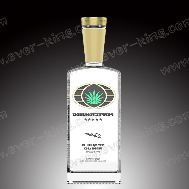 SGS Approval Clear Rectangular Shape Tequila Glass Bottle