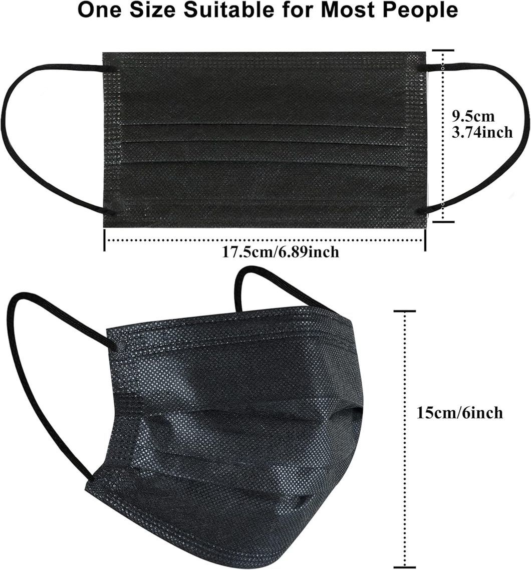 Black 3 Ply Filter Protection Disposable Face Mask