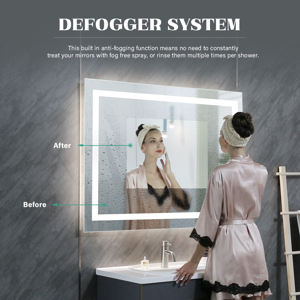 Magnifying LED Clock Display Mirror Light for Custom Design Finishing in Hotel Bathroom