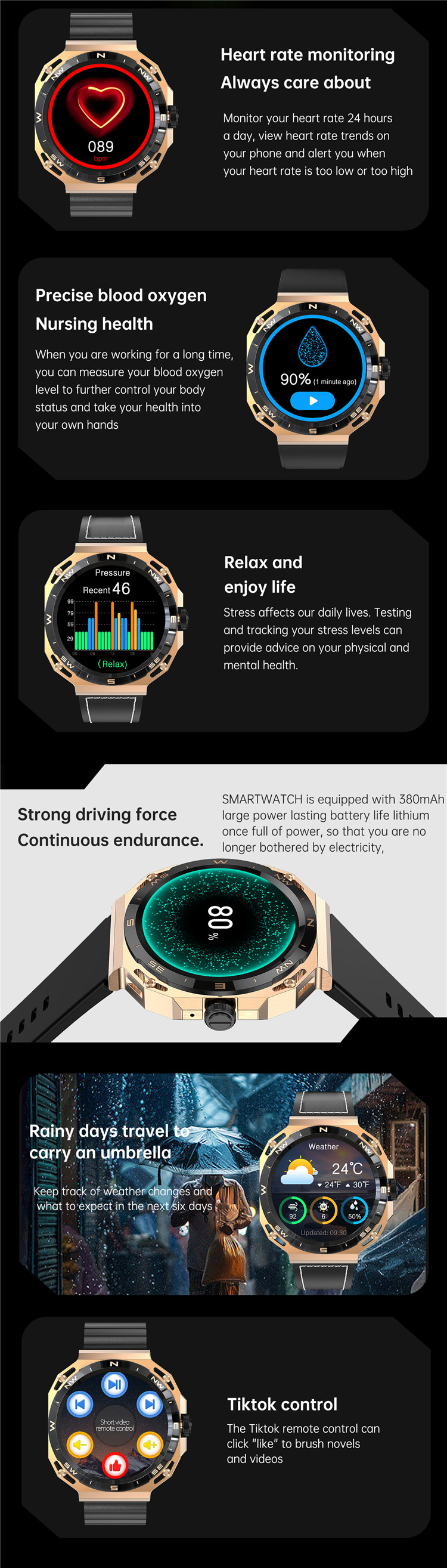 2023 Sport Smartwatch for Men GT5 Smart Watch with Android OS and Sport Pedometer Function