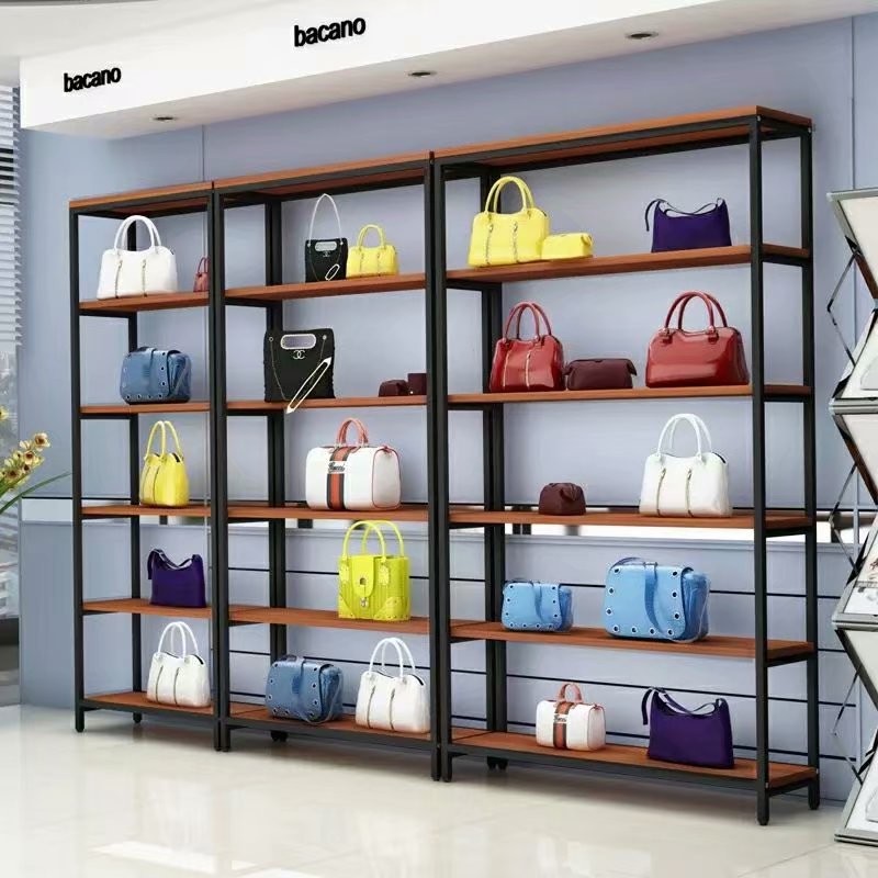 Grocery Store Metal Wood Supermarket Gondola ShelvingMetal/Wooden/Acrylic Display Shelf for Clothing/Shoes/Jewelry/Watch