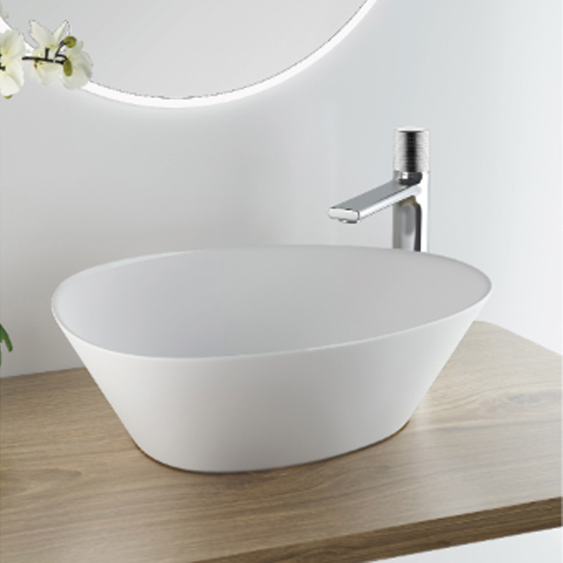 Irregular Oval Bathroom Table Top Basin No Faucet No Drainer