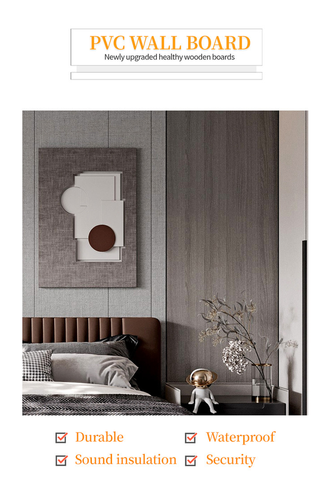 1.22m Wide Wood Veneer Bamboo Charcoal Fabric Texture 3D PVC Kitchen Wall Panels