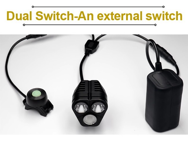 Water Resistant 3000 Lumens Bike LED Flashlight With External Switch Easy To Install