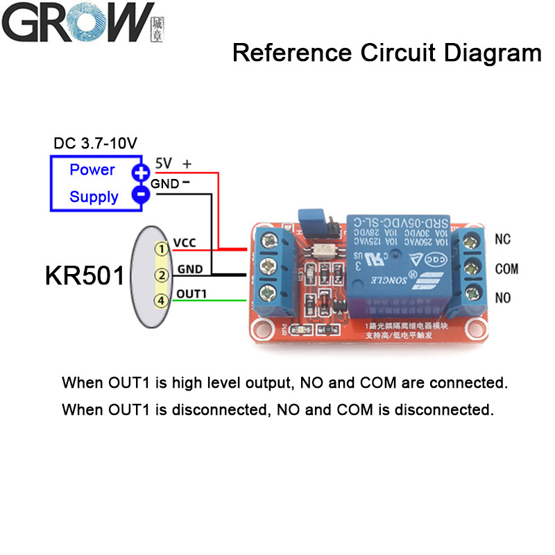 Grow Kr501 High Level Output DC3.3-10V Fingerprint Control Module