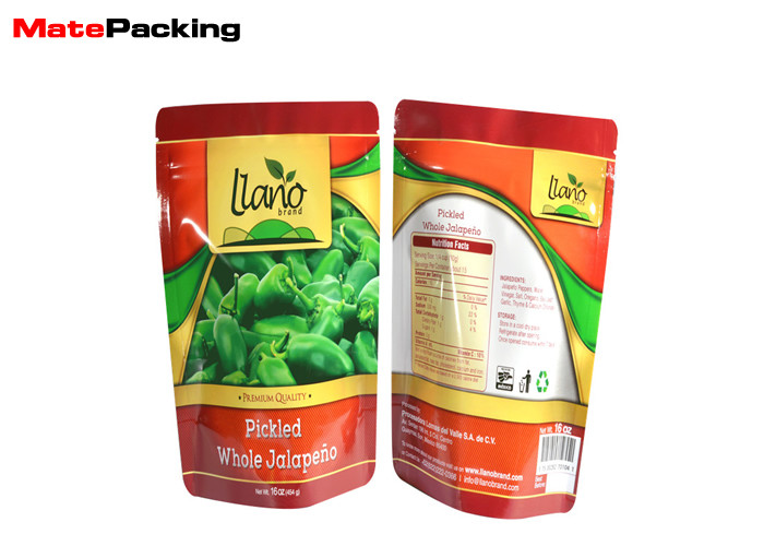 Aluminum Foil Stand Up Fresh Vegetable Plastic Packaging Bags For Green Pepper